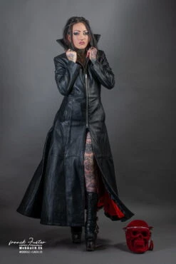 Long Manteau Cuir Gothique Vampire Femme