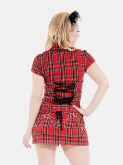 Robe Punk H&R LONDON 'red Bondage' -Vêtements Gothiques Boutique 14364471230321 redblacktartan 2 900