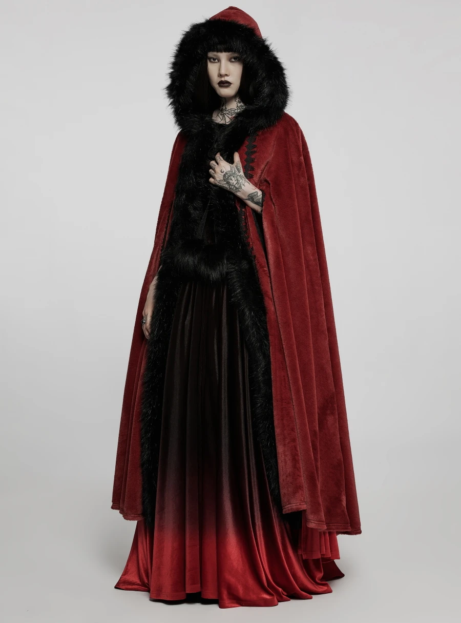 Longue Cape Femme PUNK RAVE 'lune Rousse' 4 Longue Cape Femme PUNK RAVE 'lune Rousse' – Image 2