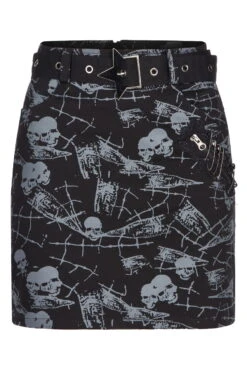 Mini Jupe PUNK RAVE 'goth Skulls' -Vêtements Gothiques Boutique 2608039064202503580500461 900