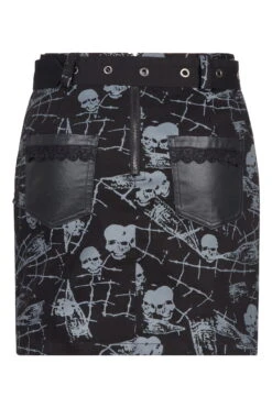 Mini Jupe PUNK RAVE 'goth Skulls' -Vêtements Gothiques Boutique 2608039064202503580500467 900