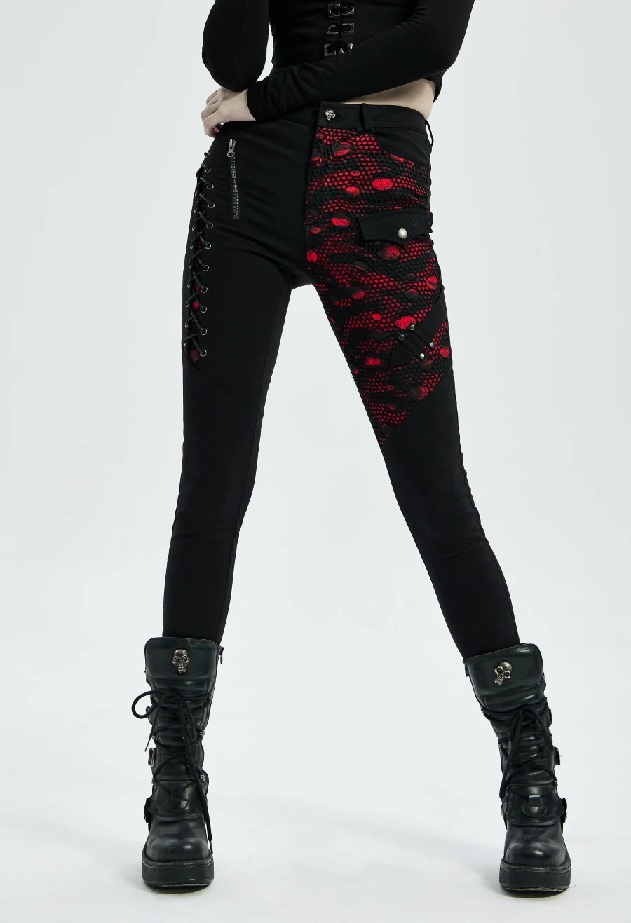 Pantalon Femme PUNK RAVE 'red Nebula' 5 Pantalon Femme PUNK RAVE 'red Nebula' – Image 3