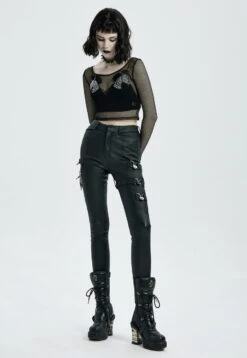 Pantalon Femme PUNK RAVE 'coeur Noir' -Vêtements Gothiques Boutique 2608039064202503580502968 900
