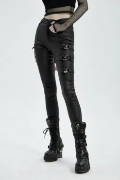 Pantalon Femme PUNK RAVE 'coeur Noir' -Vêtements Gothiques Boutique 2608039064202503580503002 900