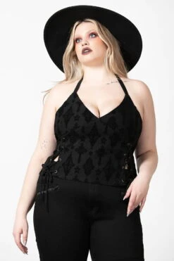 Top KILLSTAR 'Aria' 10 Top KILLSTAR 'Aria' -Vêtements Gothiques Boutique aria flocked halter top plus w d x1600 900