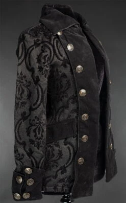 Veste Victorienne Pirate Femme -Vêtements Gothiques Boutique black brocade female pirate jacket 2 900