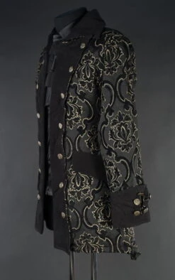 Veste Victorienne Style Pirate 7 Veste Victorienne Style Pirate -Vêtements Gothiques Boutique black jacquard pirate jacket 12 900