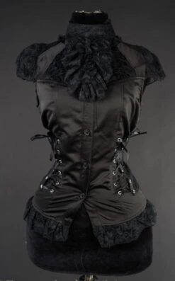 Chemisier Gothique Manches Courtes -Vêtements Gothiques Boutique black lace blouse 1112 900