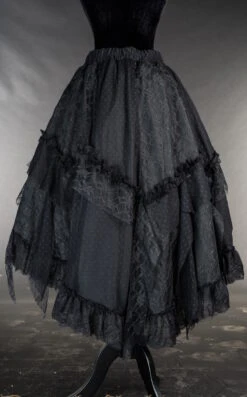 Jupe Gothique à Volants -Vêtements Gothiques Boutique black ruffle skirt 3 900