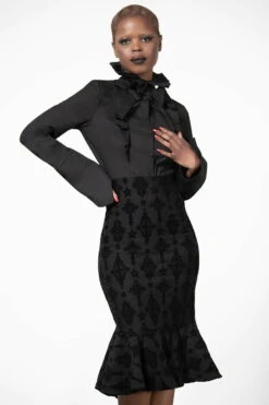 Jupe Gothique KILLSTAR 'candence' -Vêtements Gothiques Boutique candence flocked midi skirt w b x1600 900