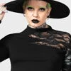 Chapeau Gothique Type Sorcière KILLSTAR -Vêtements Gothiques Boutique crescent fedora hat w b x1600 900