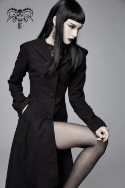 Long Manteau DEVIL FASHION 'black Sirena' -Vêtements Gothiques Boutique ct12610 900