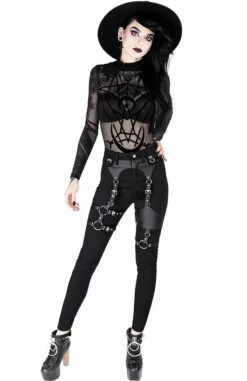 Pantalon RESTYLE 'gothic Harness Jean' -Vêtements Gothiques Boutique eng pl black gothis harness jeans 2041 2 900
