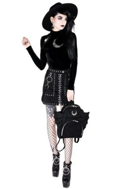Jupe Suède RESTYLE 'Occulte Fashion' -Vêtements Gothiques Boutique eng pl studded suede skirt black gothic short skirt 1977 8 900
