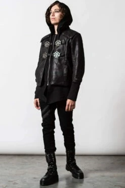 Veste Unisexe KILLSTAR 2 En 1 'Faustus' 10 Veste Unisexe KILLSTAR 2 En 1 'Faustus' -Vêtements Gothiques Boutique faustus hood jacket d x1600 900