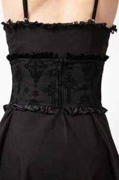 Serre-taille KILLSTAR 'flix Flocked' -Vêtements Gothiques Boutique flix flocked waspie w d x1600 900