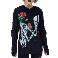 Veste Zippée VIXXSIN 'Garden Skull' -Vêtements Gothiques Boutique garden skull hood black vixxsin 41 900