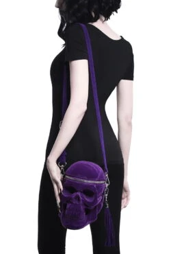 Sac Violet KILLSTAR 'grave Digger' -Vêtements Gothiques Boutique gravedigger velvet handbag plum b x1600 900