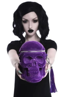 Sac Violet KILLSTAR 'grave Digger' -Vêtements Gothiques Boutique gravedigger velvet handbag plum d x1600 900