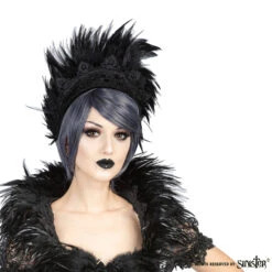 Diadème Gothique SINISTER En Velours -Vêtements Gothiques Boutique h062 black feather gothic headpiece by sinister 01 900