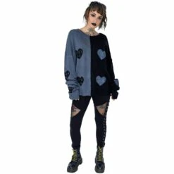 Pull Femme Oversize VIXXSIN 'Lexia Jumper' -Vêtements Gothiques Boutique lexia jumper black grey heartless 6 900
