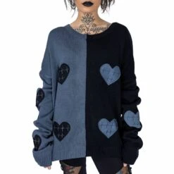Pull Femme Oversize VIXXSIN 'Lexia Jumper' -Vêtements Gothiques Boutique lexia jumper black grey heartless 900