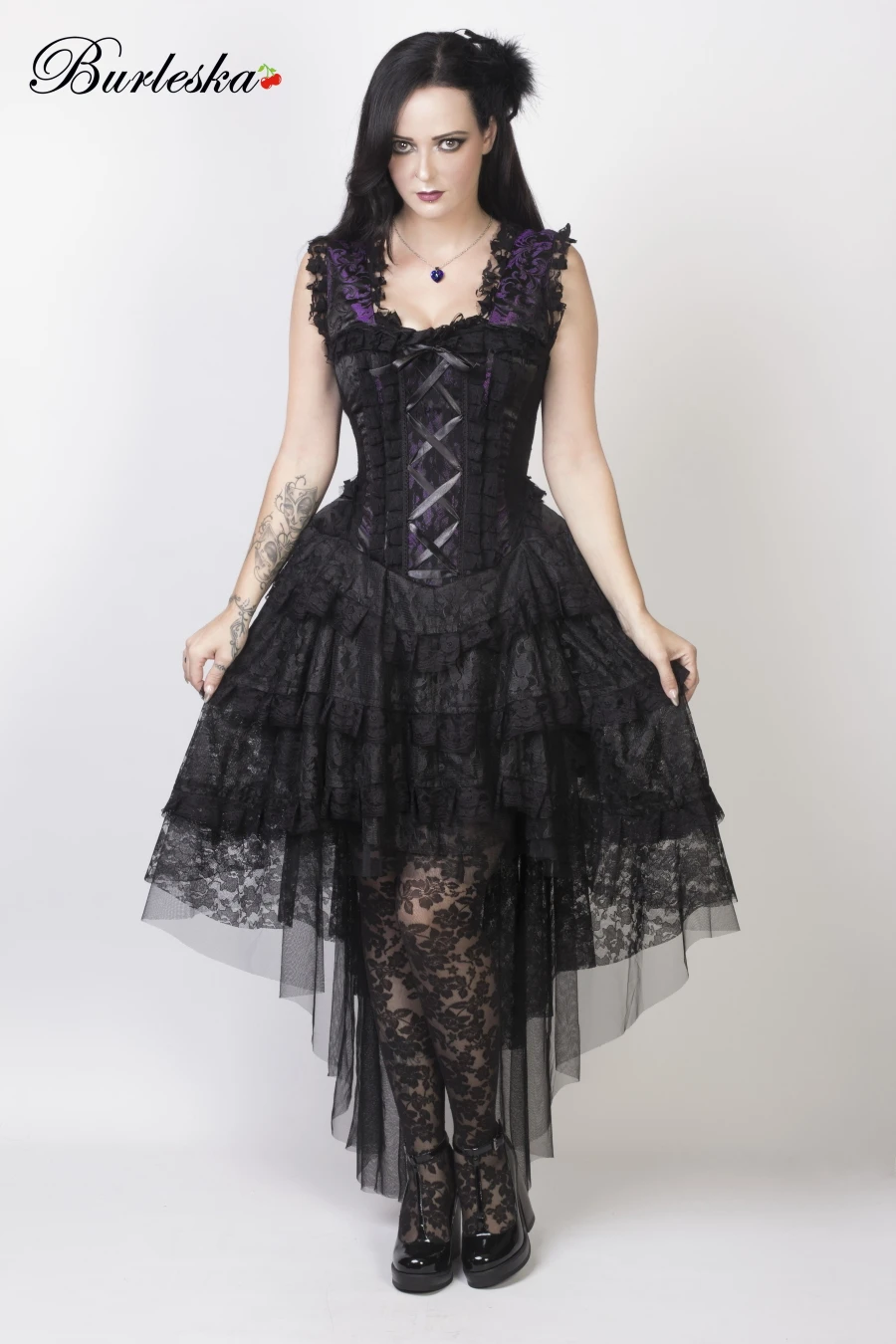 Robe Gothique BURLESKA 'ophelie Pourpre' 3 Robe Gothique BURLESKA 'ophelie Pourpre'