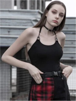 Top PUNK RAVE 'black Handcuffs' -Vêtements Gothiques Boutique opt3284 900