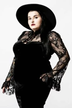 Haut Romantique KILLSTAR 'poison Fang' -Vêtements Gothiques Boutique poison fang long sleeve top plus b x1600 900