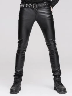 Pantalon Gothique Homme En Simili Cuir Noir -Vêtements Gothiques Boutique pt022