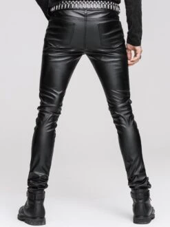 Pantalon Gothique Homme En Simili Cuir Noir -Vêtements Gothiques Boutique pt0225