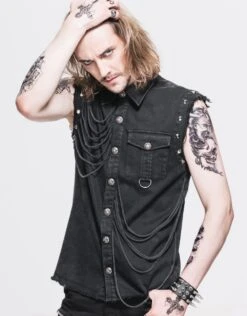 Chemise Goth Rock Sans Manches