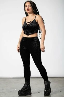 Leggings Velours KILLSTAR 'to Ashes' -Vêtements Gothiques Boutique to ashes velvet leggings b x1600 900