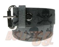 Ceinture Gothique Cuir 'grey Skulls'